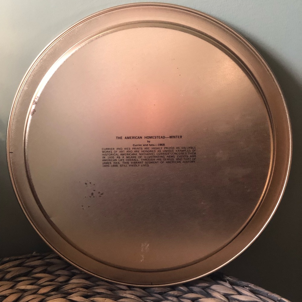 Vintage Currier and Ives Metal Tray - The American Homestead Winter - Picture 4 of 4